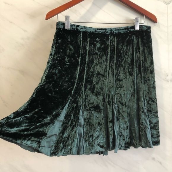 Club Monaco Silk Rayon Velvet Skirt Dark Emerald Green Size 4 - Picture 1 of 7